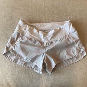 Lululemon Speed Shorts // off white pink sparkle
